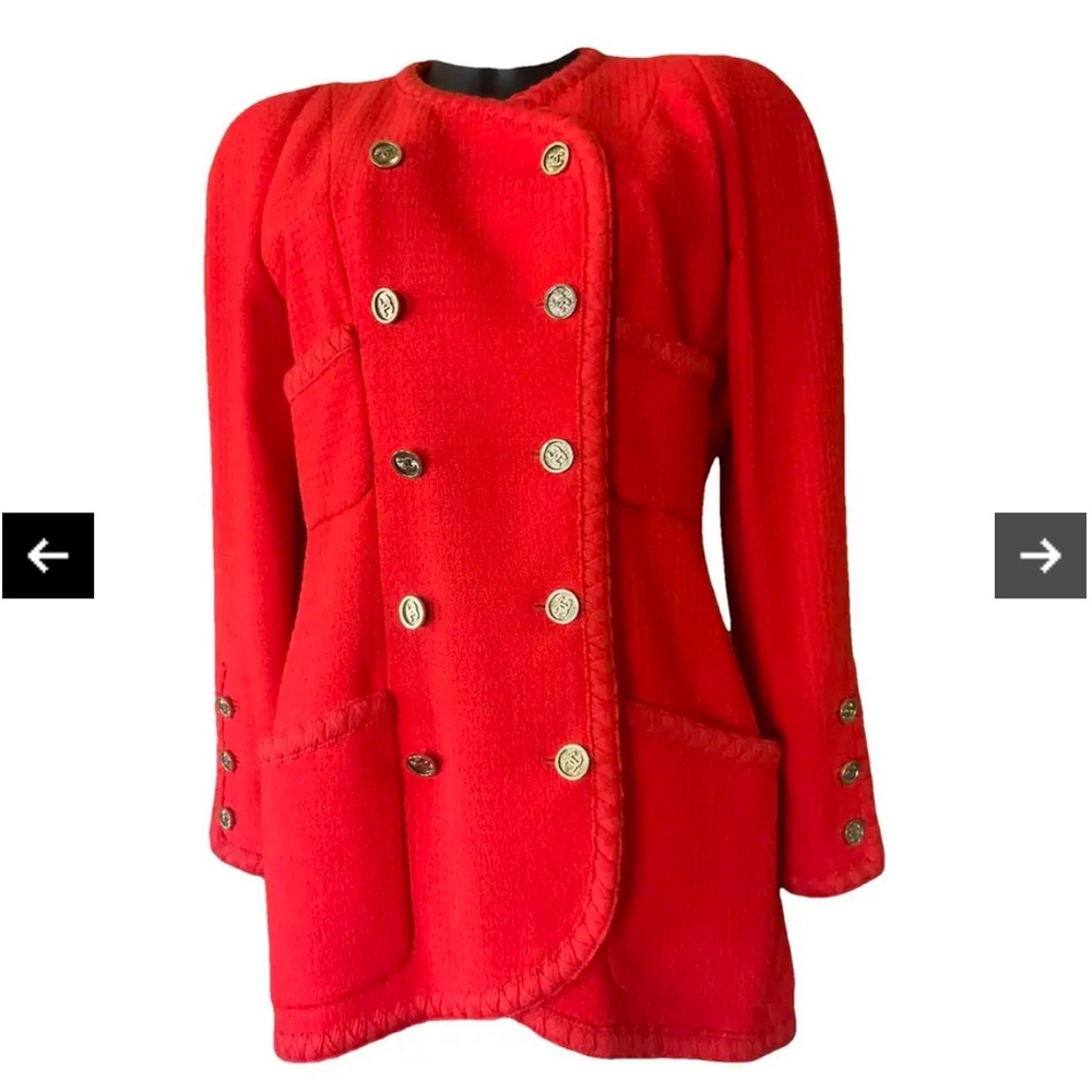 Vintage Wool & Silk CHANEL Red Double-Breasted Blazer